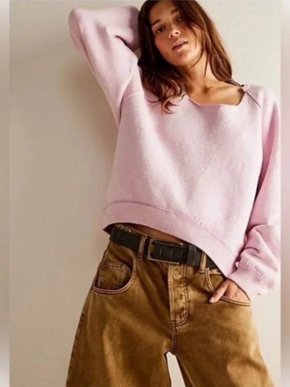 Free People We The Free Midnight Pullover in Pink Lilac Combo